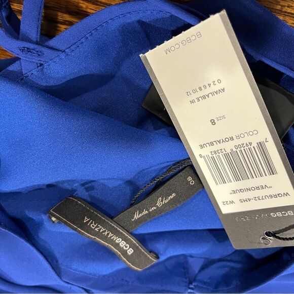 BCBGMaxAzria Blue royal V-Neck Long Sleeve Sheath Dress size 8 - Picture 11 of 13